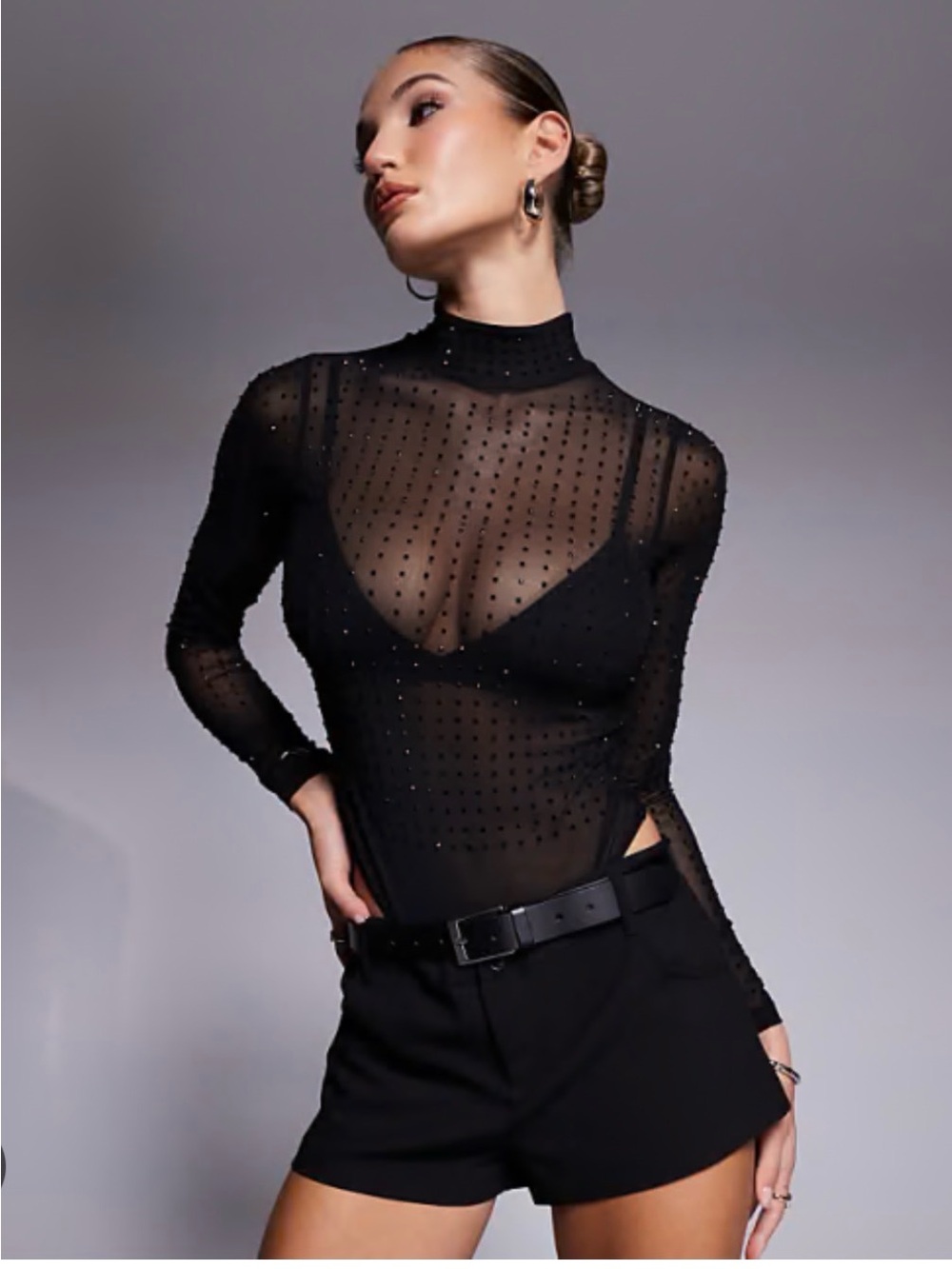 Celebrity fashion fall look sz large body suit sparkle- night party